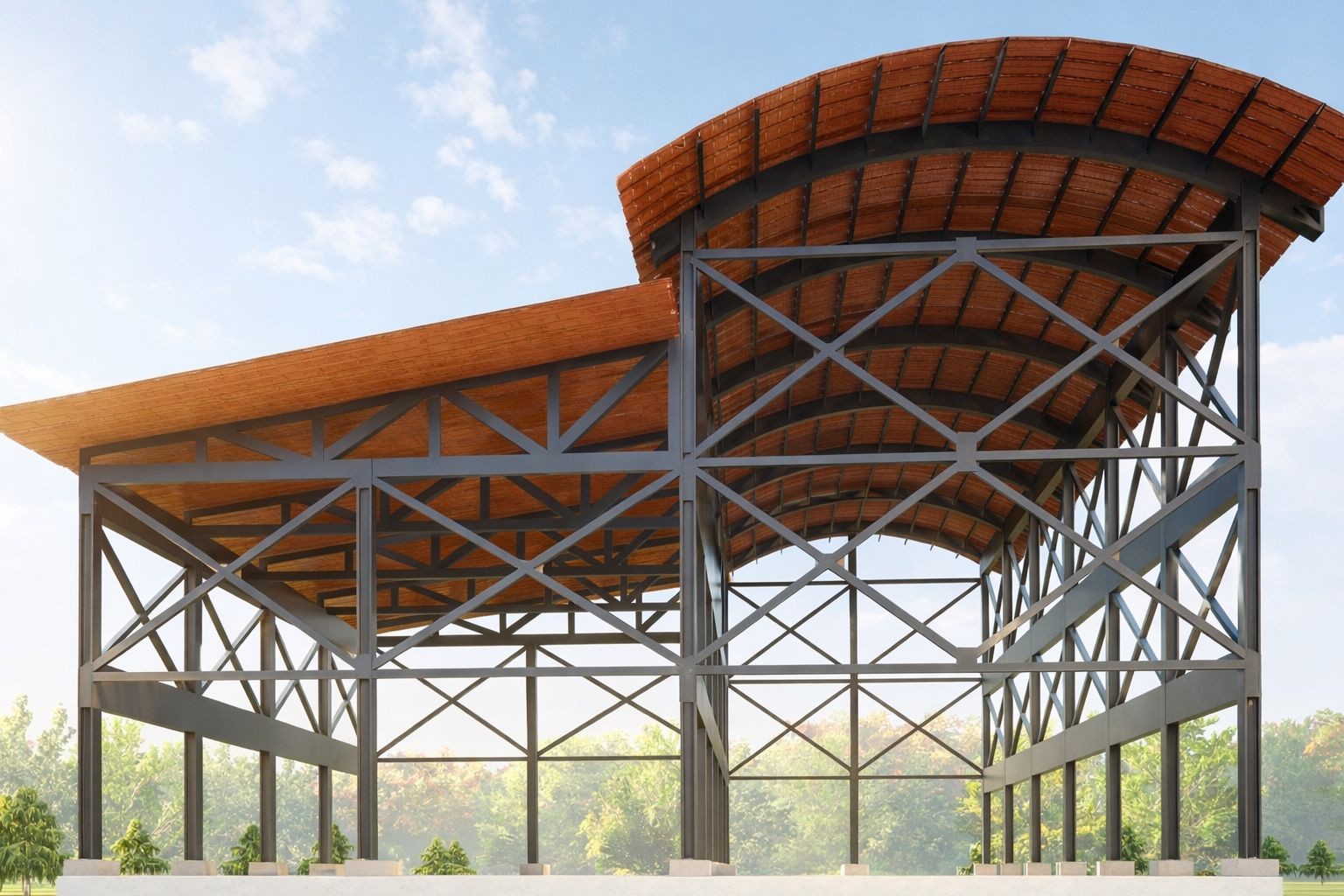 Steel framing and roof system visualisation
